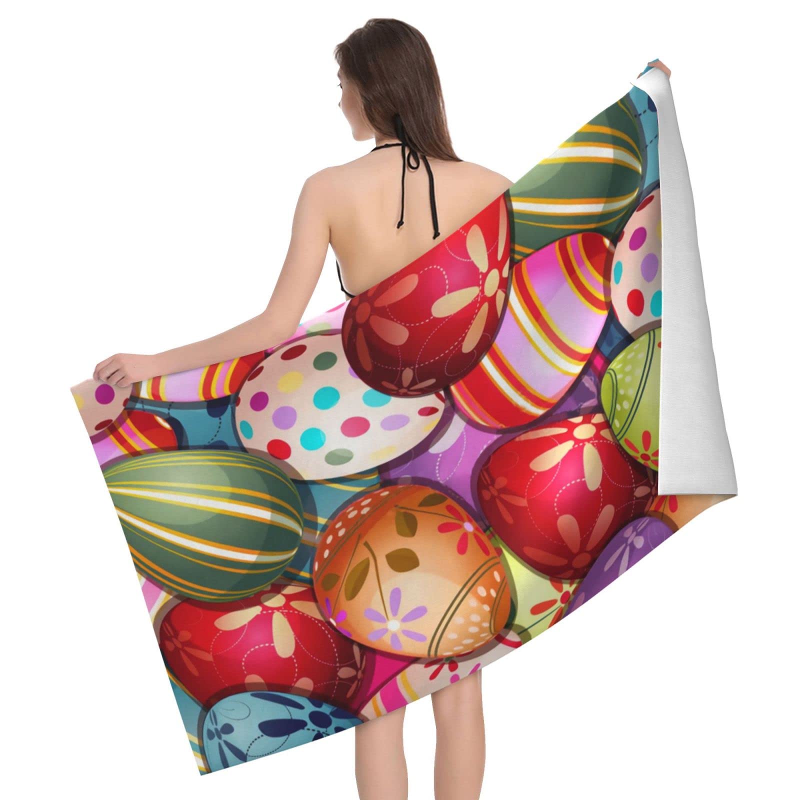 Lawenp Colorfully Easter Egg Bath Towel Beach Towel Popular Durable Stylishffy Touch Highly Absorbent Quick Dry Polyester 32" X 52" Also As A Gift