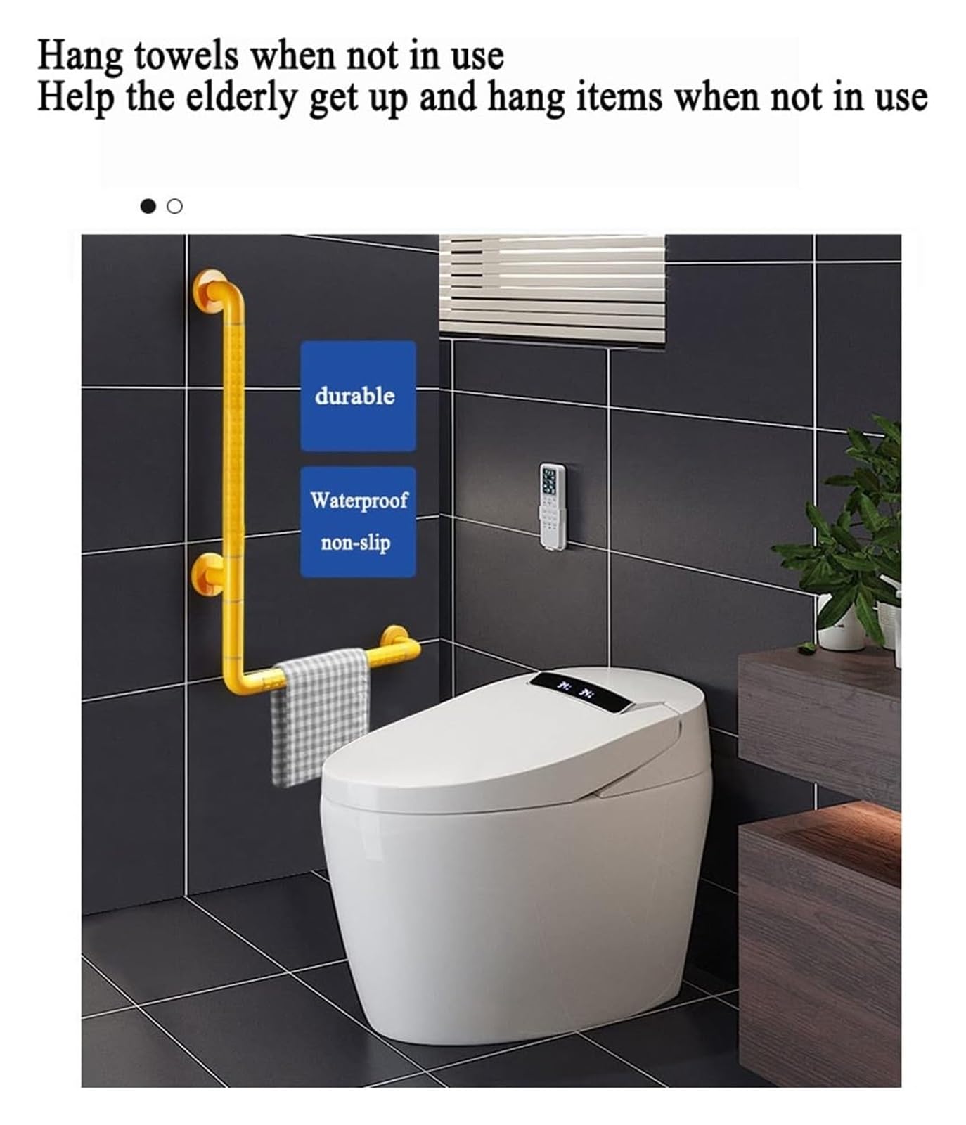 Barras de apoyo en forma de L for bañeras y duchas,Barras de apoyo en ángulo vertical de acero inoxidable con círculos luminosos,Pasamanos de baño antideslizantes for discapacitados for mujeres embara