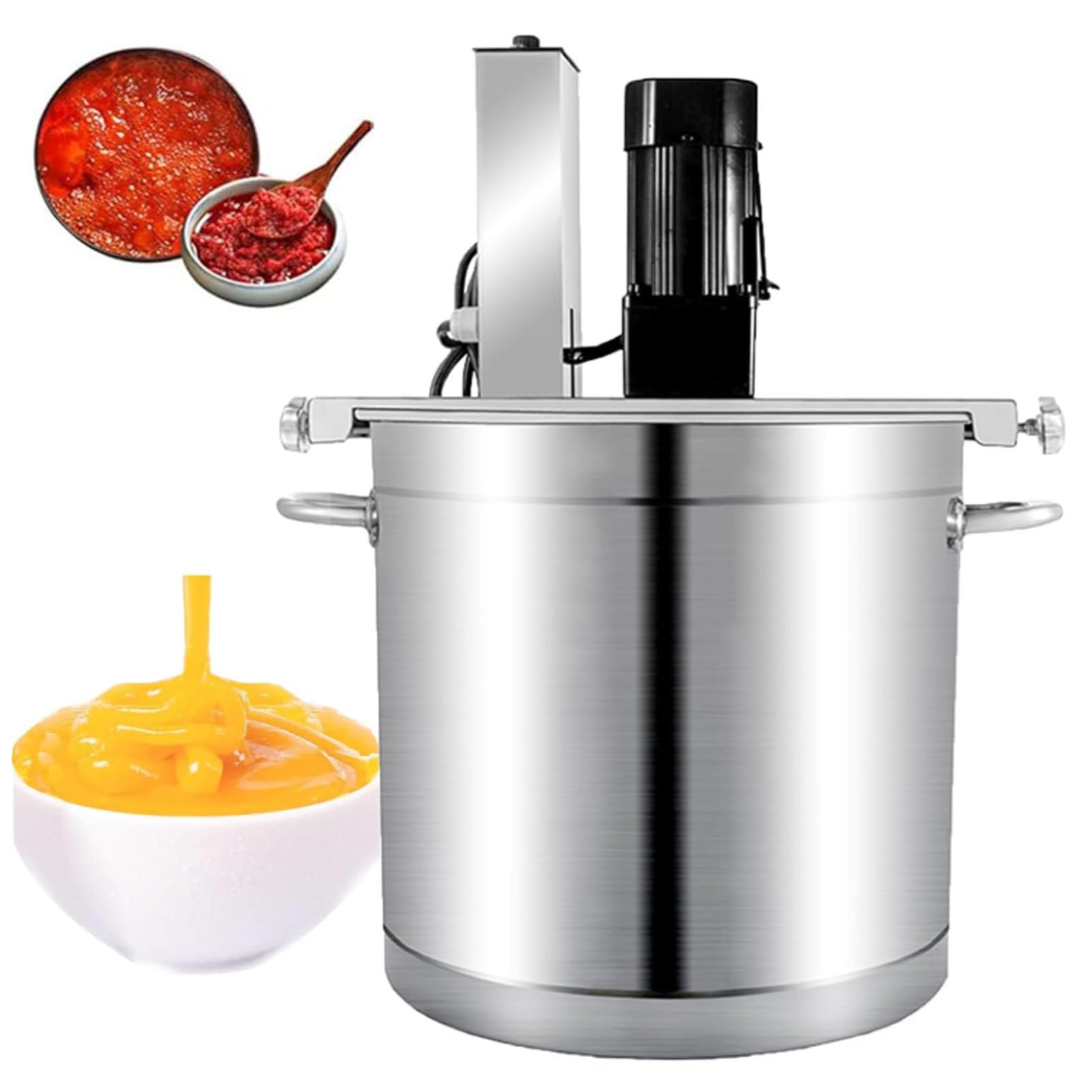 SENJINGHUA Electric Jam Mixer, Commercial Automatic Pot Stirrer Mixer, Stainless Steel Automatic Mixer Machine with 4-Blade Mixing Scraper, for Soup Chili Sauce Beverage Jam Porridge,25L