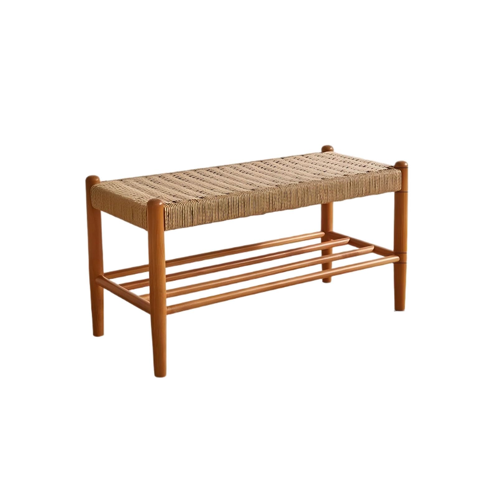 Banco de entrada de madera maciza y cuerda de 40x34 cm para zapatos