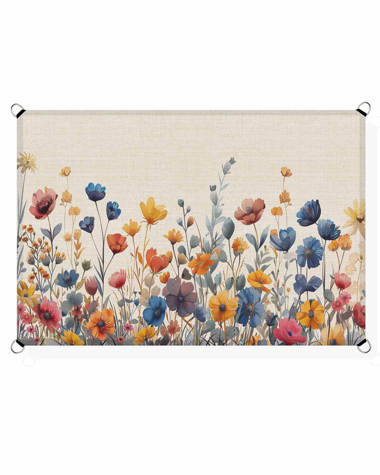 Vintage Wildflower Sun Sail Shades Rectangle Canopy,Sunlight Block Heavy Duty Curved Backyard Shade Cover,Waterproof Sun Shades for Patios Outdoor,6.5'x10' Farmhouse Ink Painting Floral Eucalyptus