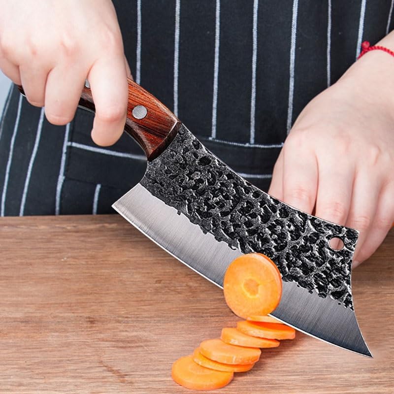 Meat Cleaver,Cleaver Knife Handmade Forged Kitchen Knife Stainless Steel Butcher Knife for Meat Fish Fruit Vegetables Slicing Cleaver with Cover (Color : Only Knife)