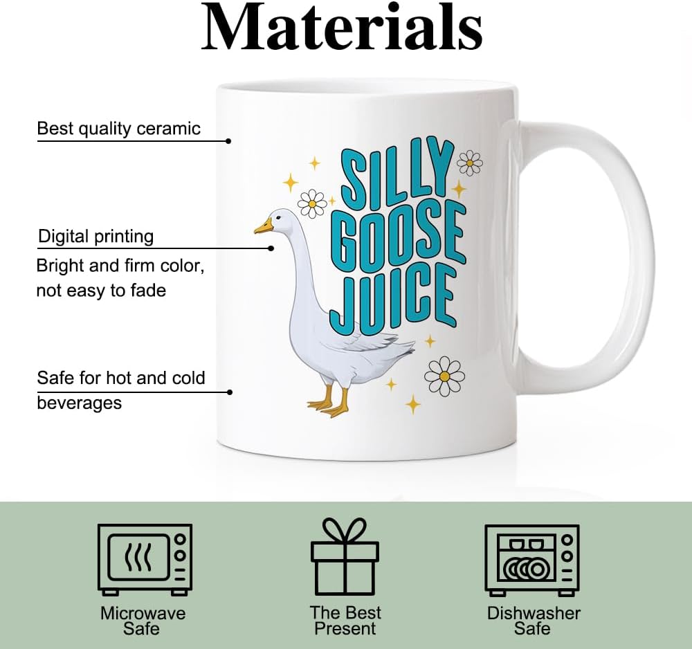 RZHV Silly Goose Juice 11 Oz Novelty Mug, Funny Cartoon Goose Coffee Mug for Coworker Goose Lovers Goose Owner Goose Mom, Farm Animal Goose Ceramic Coffee, Birthday Thank You Gifts for Sister Friend - Image 3