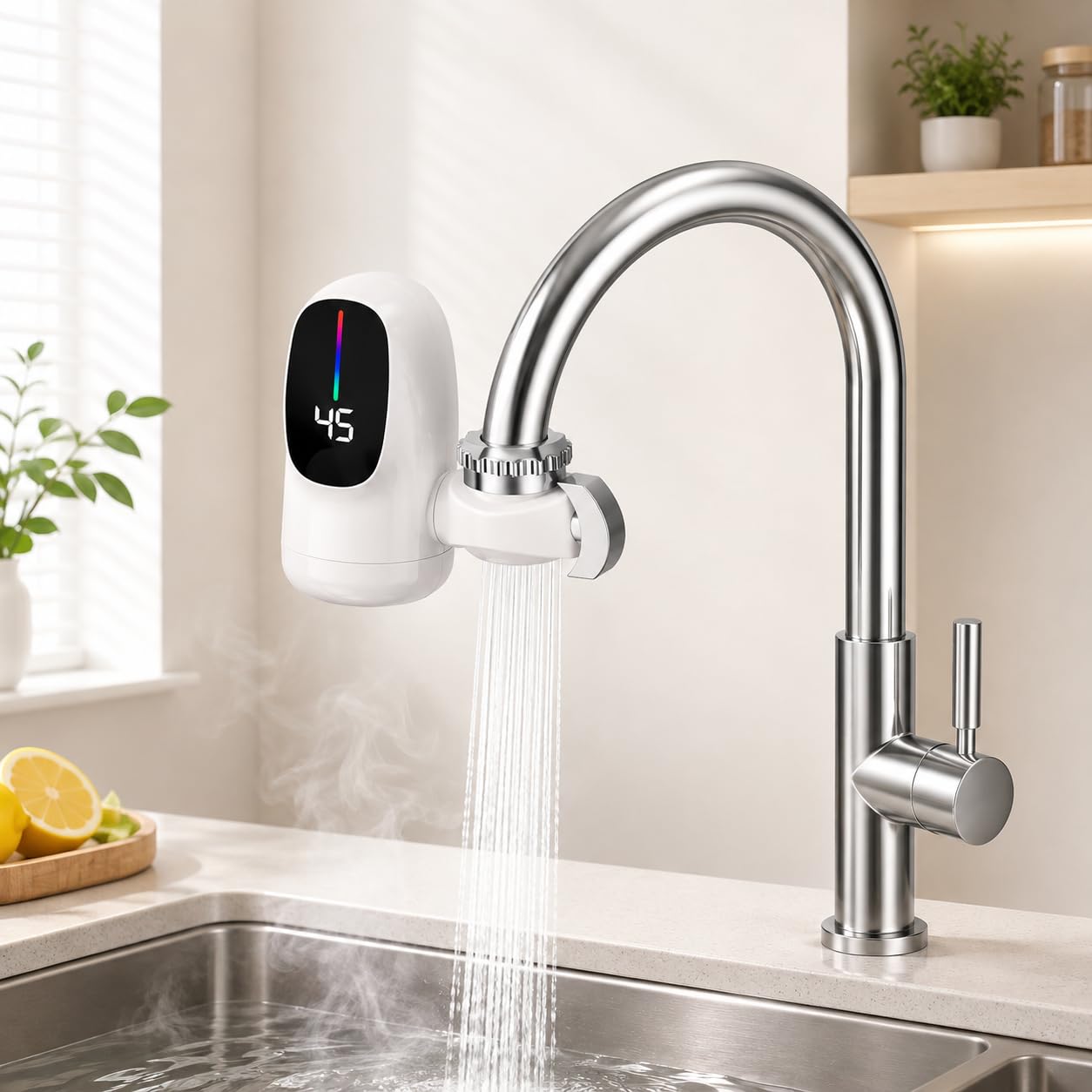 DRUMSTONE WINTER 5 Years Warranty Instant Electric Hot Water Faucet with Rapid Heating – Energy-Efficient Tankless Water Tap for Kitchen & Bathroom | Stylish, Compact & Easy to Install WHITE-image-9