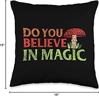Vista 4 de Funny Mushroom Hunter Shirts & Mycology Gifts Do You Believe in Magic - Almohada divertida de hongos, 16 x 16 pulgadas, multicolor