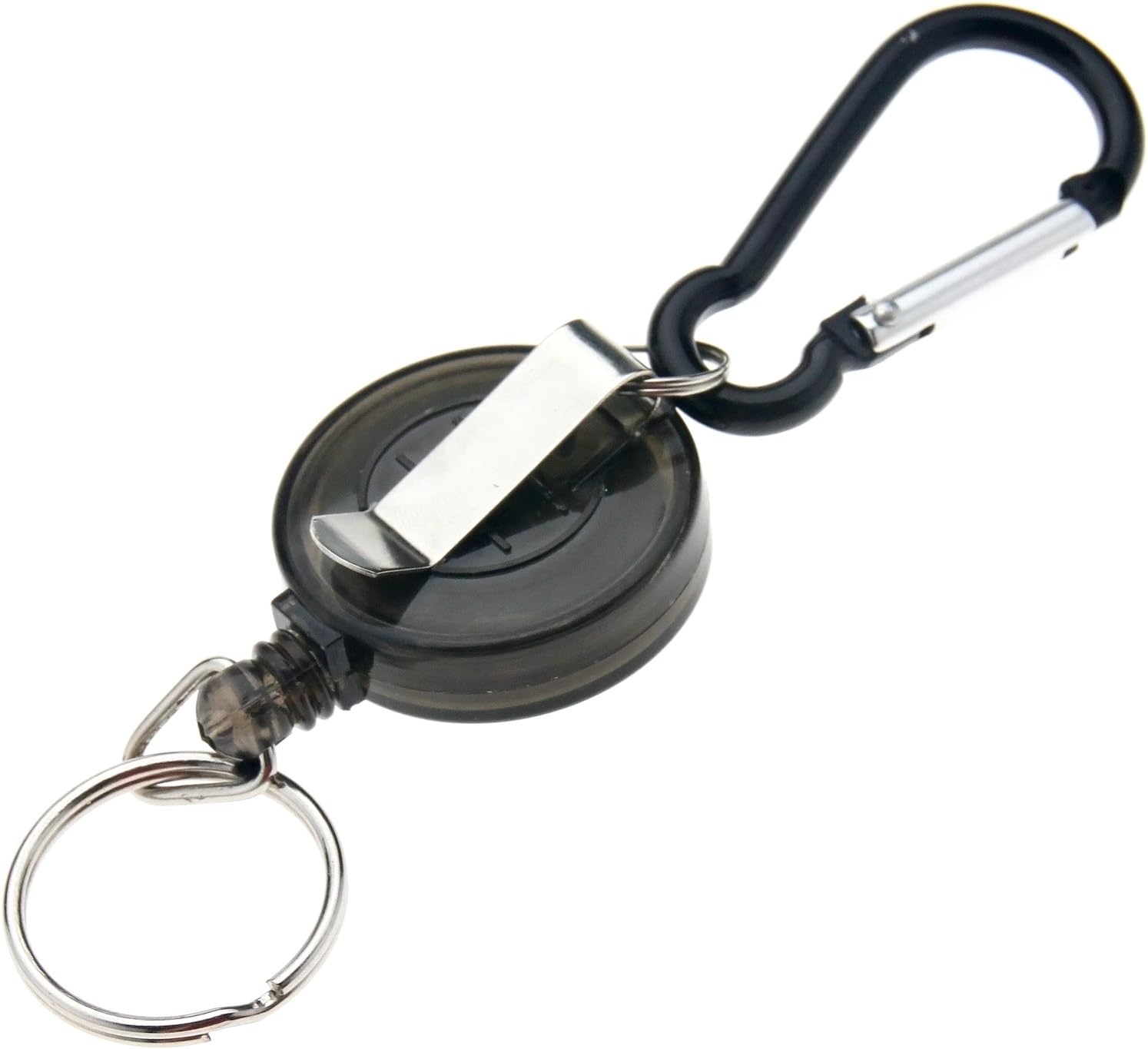 OTOTEC Retractable Stainless Keyring Pull Ring Key Chain Recoil Heavy Duty Steel Black - Image 3