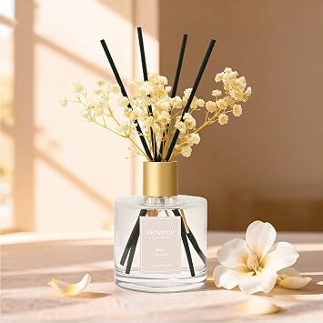 Reed Diffuser Sets, 200ml White Jasmine Diffuser with 8 Sticks Home Fragrance for Bedroom Bathroom, Home & Office Decor