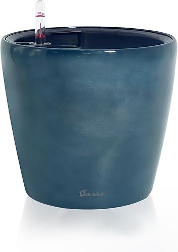 Vista 13 de Dexceder 15x14 Maceta de Autorriego con Ruedas para Interior y Exterior, Diseño de Maceta Interna, Maceta Grande y Gruesa para Piso con Indicador