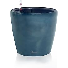 Dexceder 11x10 Self Watering Planter Grayish Green Gradient | Inner Pot Design, Thickened Table Flower Plant Pot with Water Level Indicator Indoor Outdoor