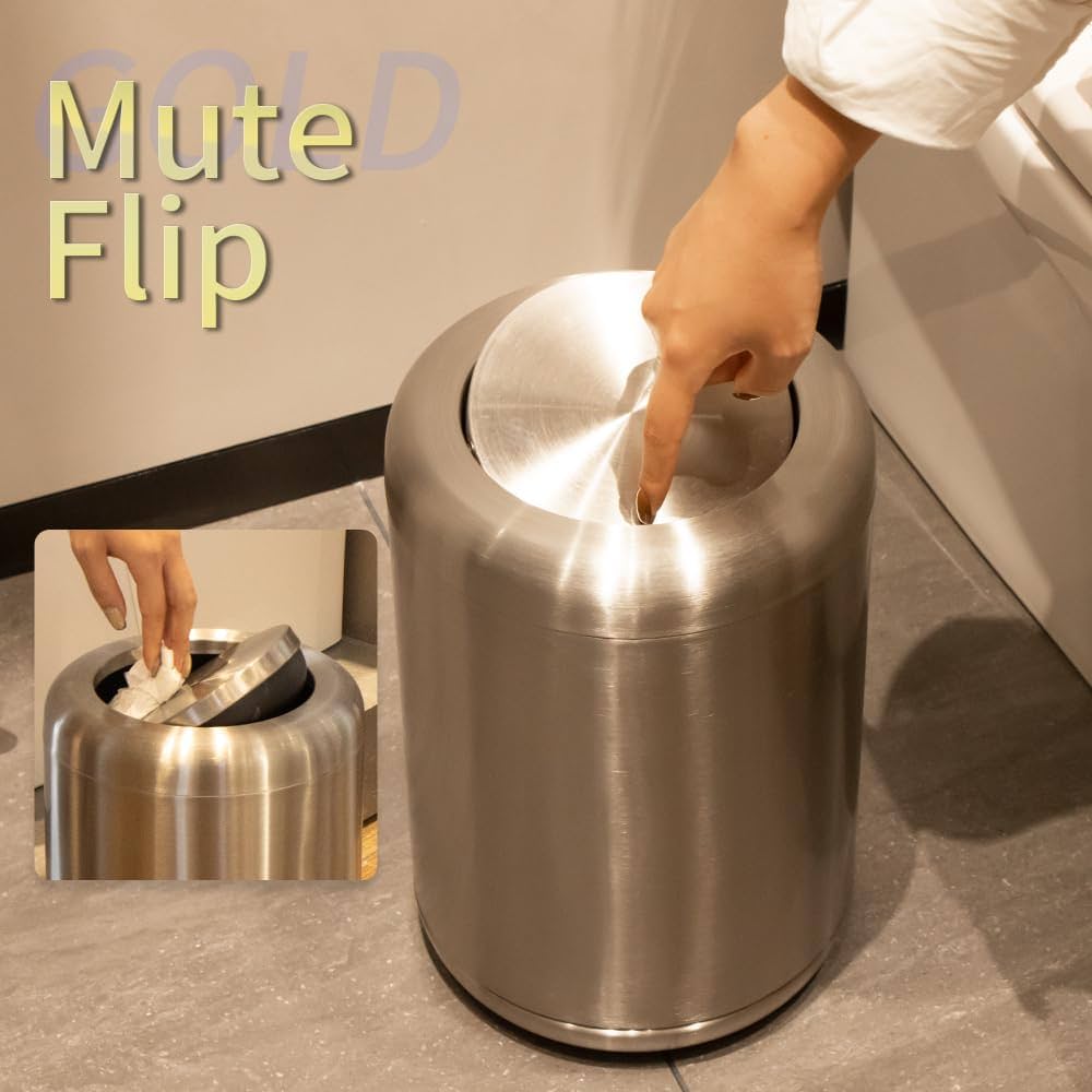 Amazon.com: BRIEFHUMAN Waste Can 3 Gallon with Swing Lid，Brushed