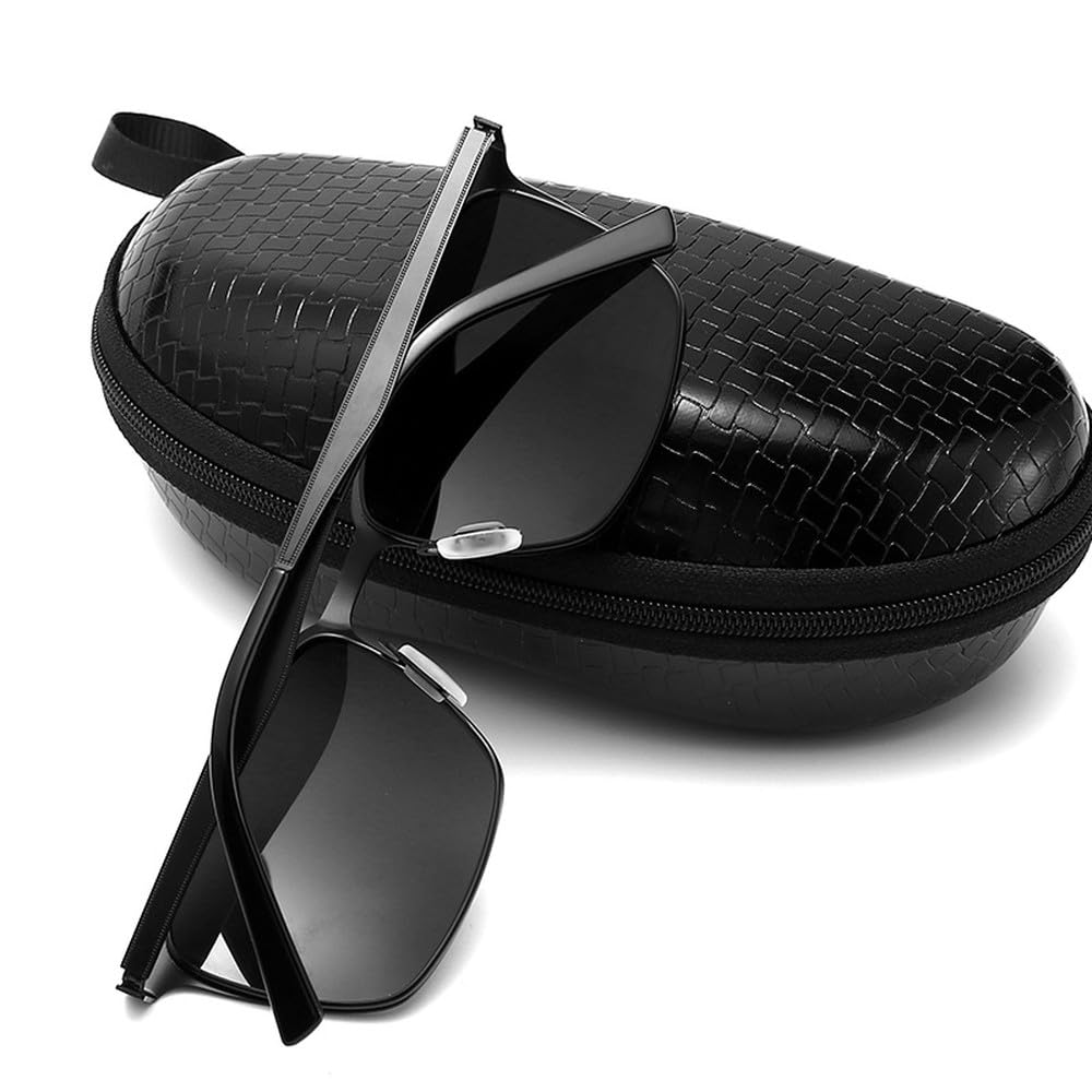 Occhiali da sole retrò classici con montatura quadrata grande, neri, da donna e da uomo, con protezione UV400.