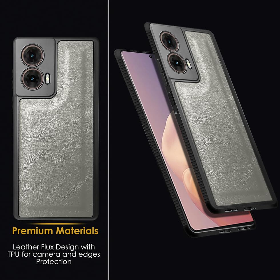 Image of Fashionury Premium PU Leather Back Cover for Motorola G96 5G / Motorola Edge 50 Fusion /Motorola G85 5G | Soft Touch Finish | Camera & Screen Protection | Anti Fingerprint Shockproof Case (Gray)