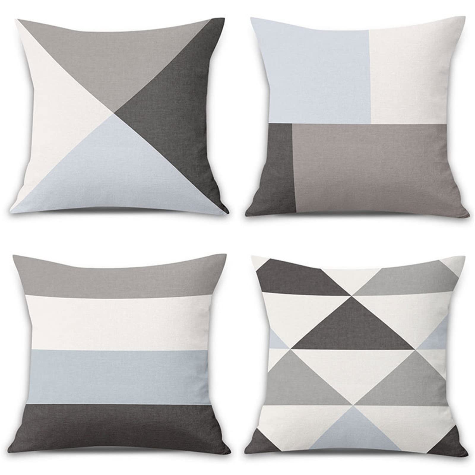 Taie d'oreiller 60x60cm lin lot de 4 housses de coussin décoratives gris clair
