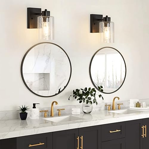 Miniatura 6 de Depuley 1 luz de aplique de pared en negro mate, iluminación industrial para tocador de baño, lámpara de montaje en pared estilo granja vintage