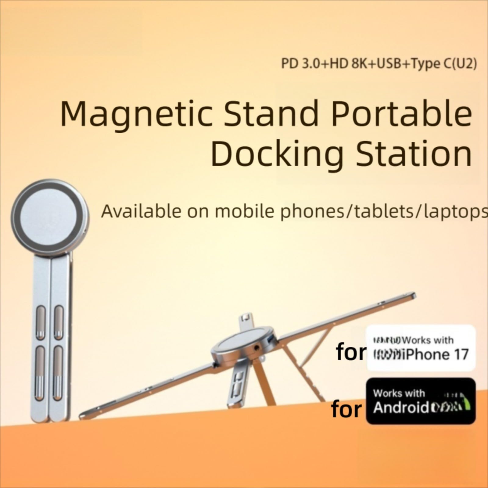 Supporto magnetico per computer portatile, pieghevole, in alluminio, con 7 regolazioni in altezza, ergonomico, portatile