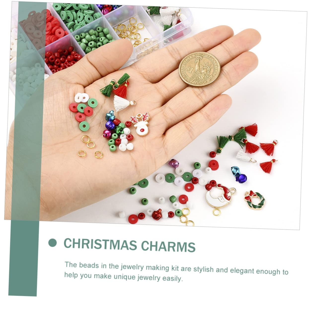 Housoutil 5 Ensembles Kit Perles DIY pour Bijoux de Noël avec Boîte de Rangement Perles Multiformes pour Colliers Bracelets et Boucles Doreilles Accessoires Créatifs et Élégants pour