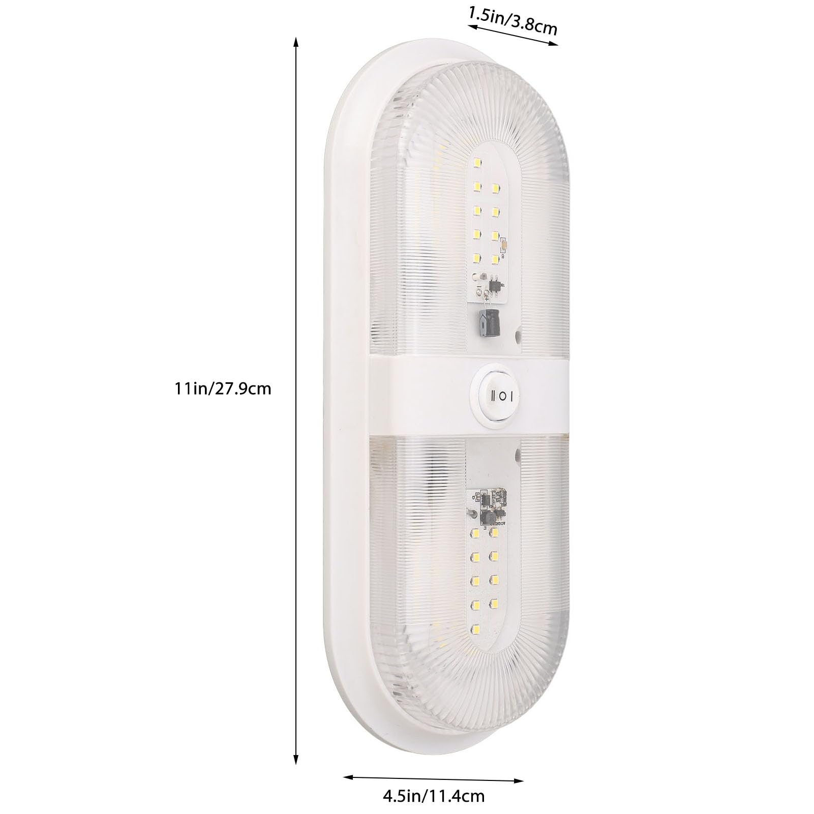 Plafoniera per, Plafoniera a Doppia Cupola 560LM 10-24V, Plafoniere per Bianche 4000-4500K con Interruttore, per Rimorchio Barca Auto Roulotte