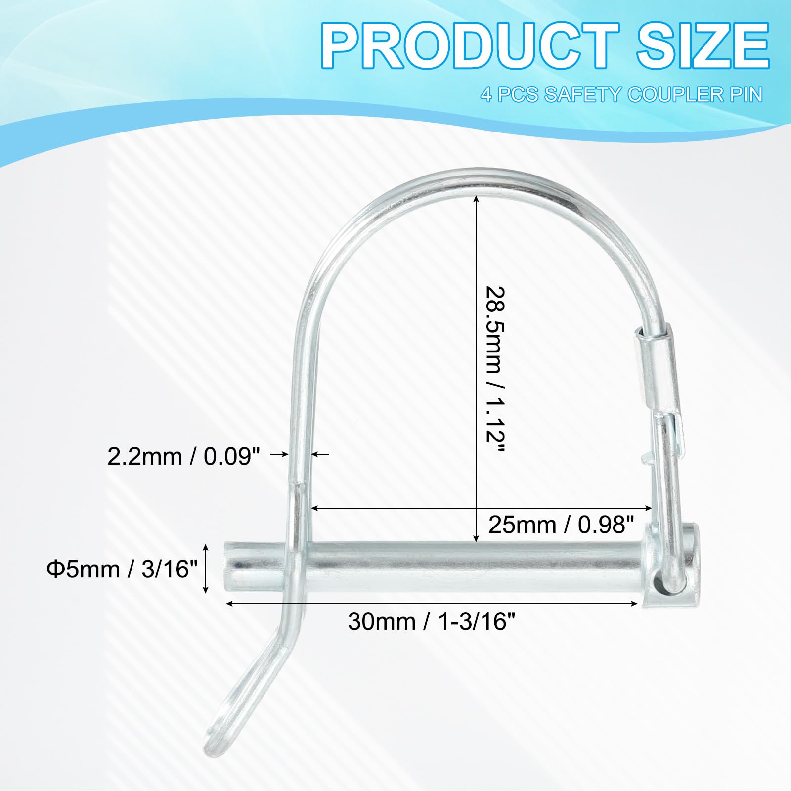 PATIKIL Shaft Locking Pin W Ear 3/16x1-3/16x1.1"(D*L*IW) - Image 2