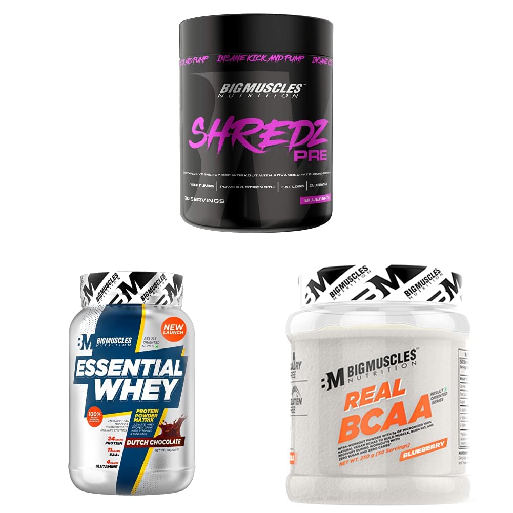 Buy Bigmuscles tion Shredz Pre Preworkout [30 Servings, Blueberry