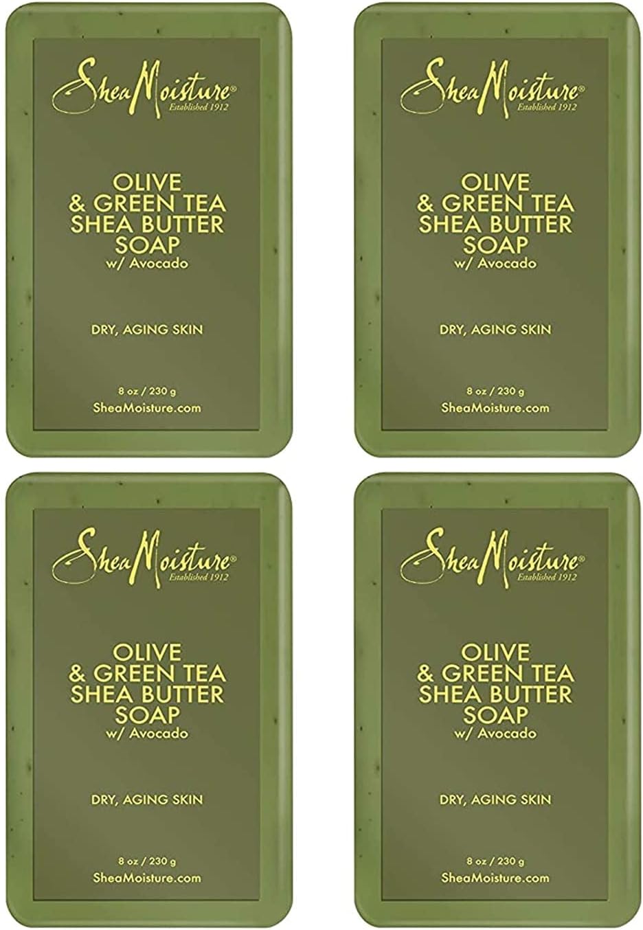SheaMoisture Soap, Olive & Green Tea Shea Butter – Natural Soaps for Face, Hands & Body with Avocado Oil for Dry, Aging Skin, 8 Oz Each