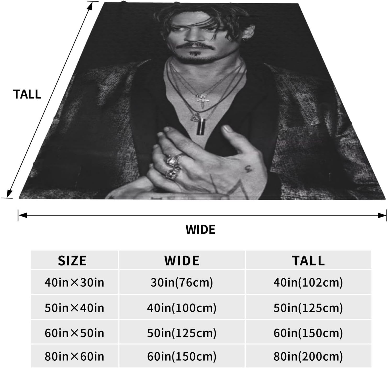 Johnny Depp Throw Blanket Couch Bed Sofa Soft Lightweight Warm Cozy Flannel Fleece Bed Blanket for Kids Adults Gift Multiple 60"X50" - Image 3