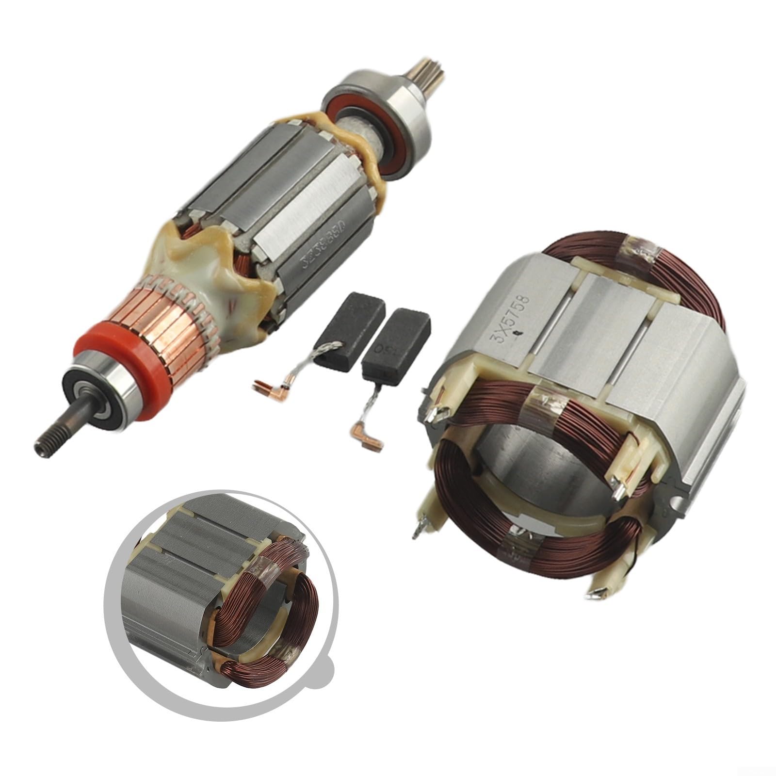Spazzole di Carbonio, Kit di Ricambio for HR4003C HR4013C HR4001CX HR4011C HR4001C Include statore, rotore, 2 spazzole di Carbone da 6,5x11x25 mm, Confezione da 4
