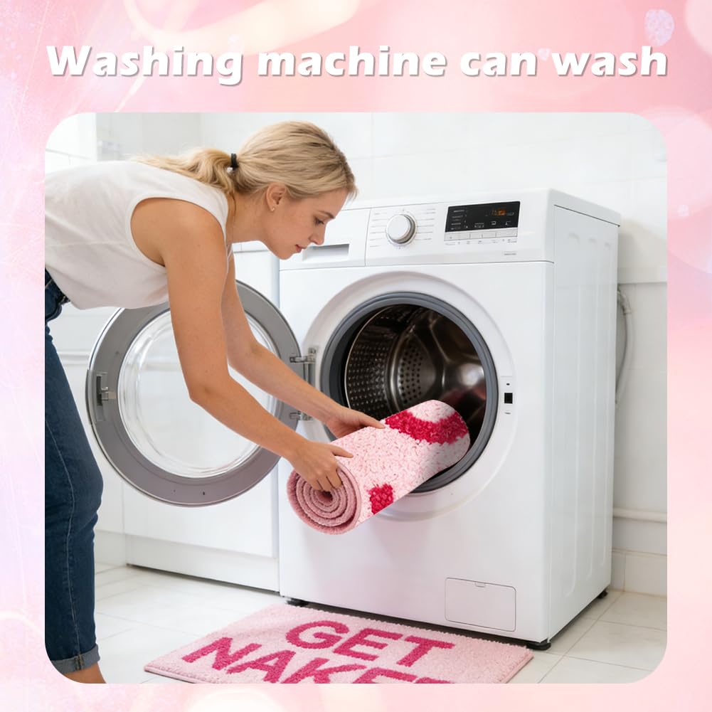 Tappetino antiscivolo da 40x60cm - Tappeto da bagno GET Naked Bath Mat Lavabile Assorbente Ad Asciugatura Rapida, Tappetino per Doccia Bagno WC, Morbido Tappeto da Bagno Antiscivolo Lavabile Rosa