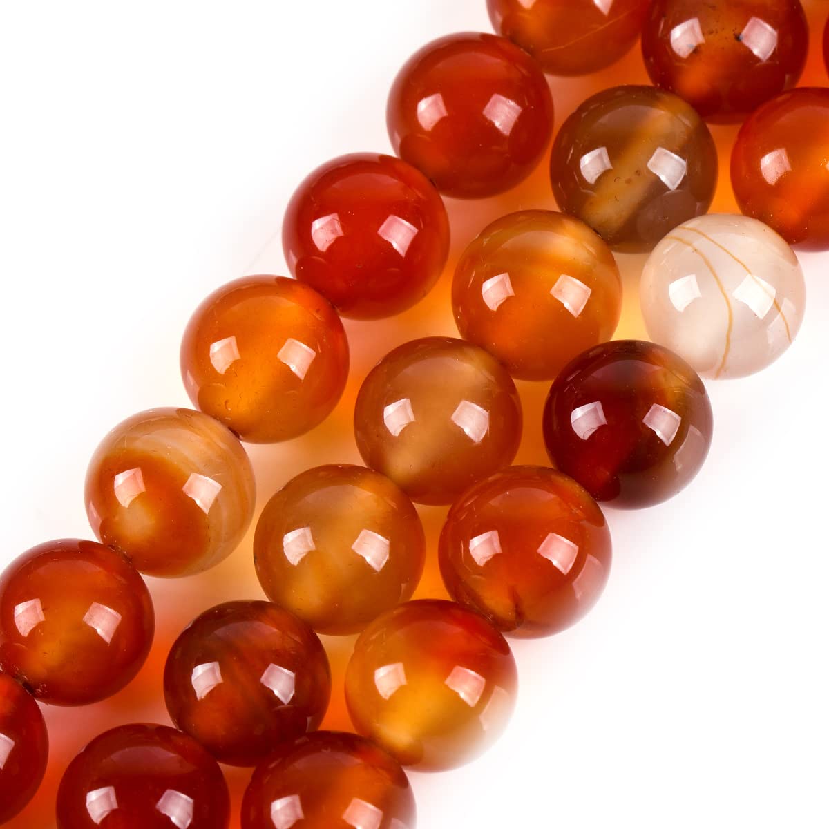 GEM-Inside Natural 10mm Red Carnelian Round Gemstone Semi Precious Loose Beads for Jewellery Making 15''