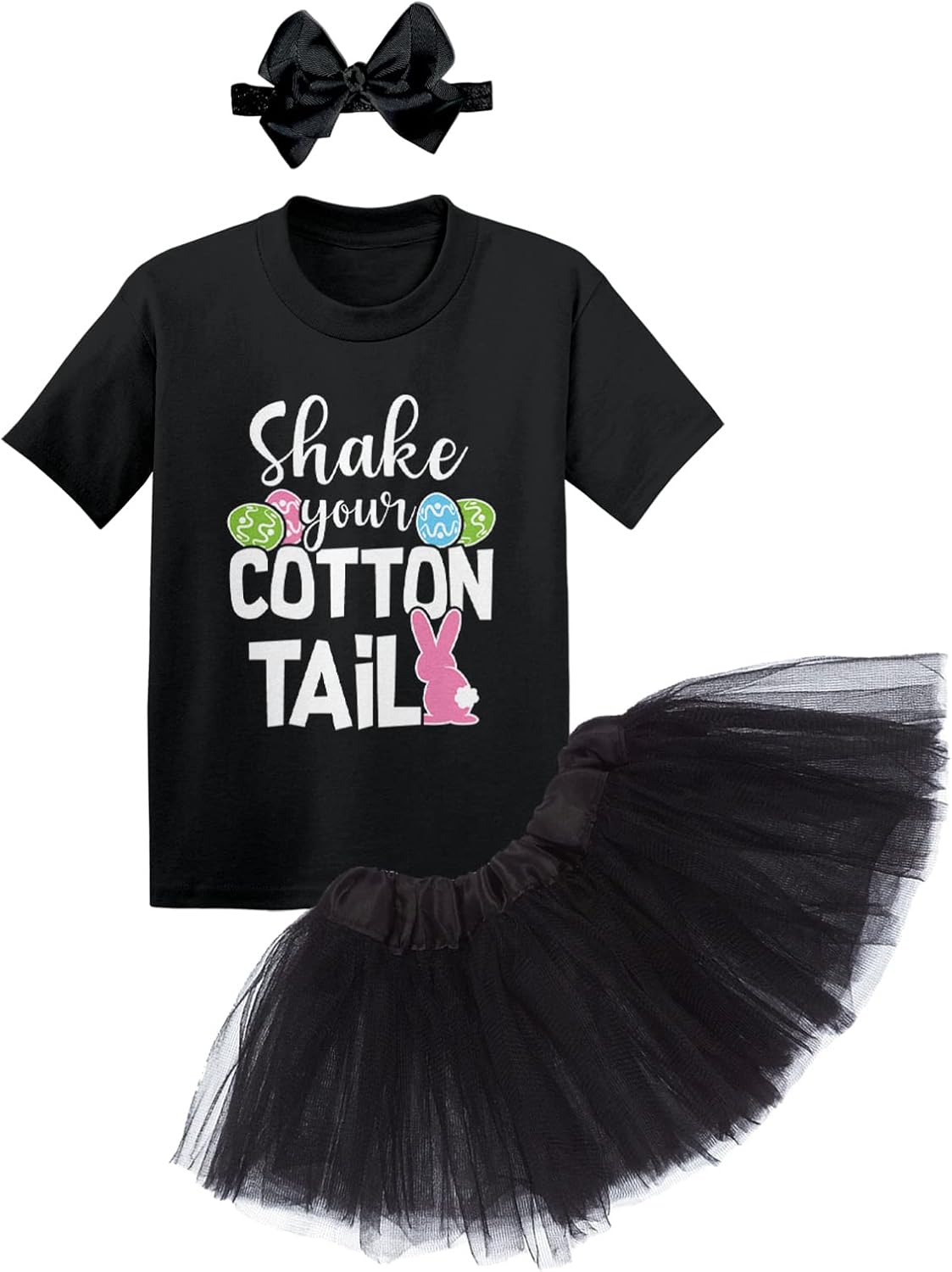 Tcombo Shake Your Cotton Tail - Easter Bunny Rabbit Baby Bodysuit + Tutu Skirt + Bow Headband Set
