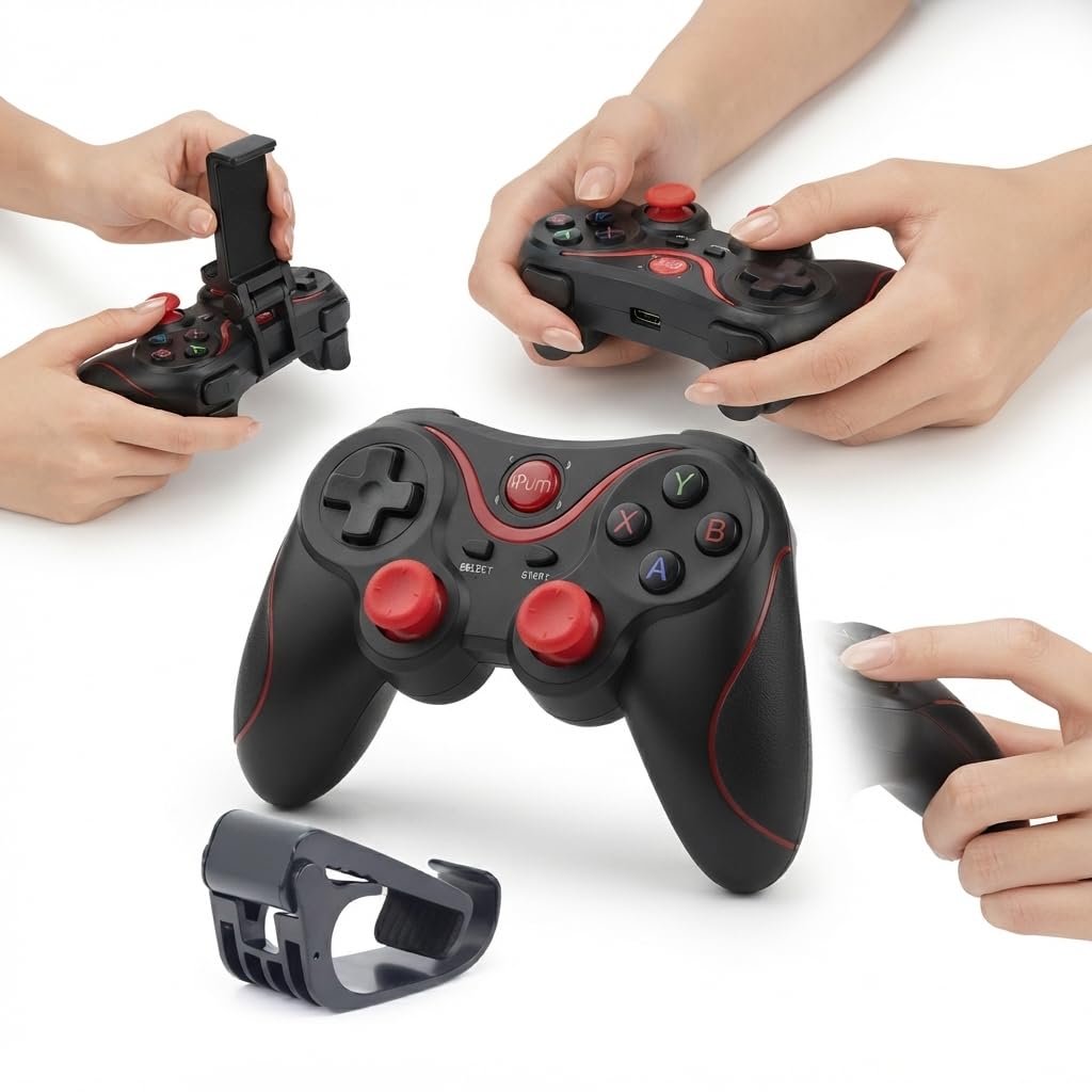 ( 𝐃𝐫𝐮𝐦𝐬𝐭𝐨𝐧𝐞 𝟏+𝟏 𝐖𝐚𝐫𝐫𝐚𝐧𝐭𝐲 ) X3 Wireless Game Controller with Ergonomic Grip, Dual Analog Sticks and Responsive Buttons, Bluetooth Gaming Gamepad Compatible for Android, PC, Smart TV and Casual Gaming Entertainment-image-10