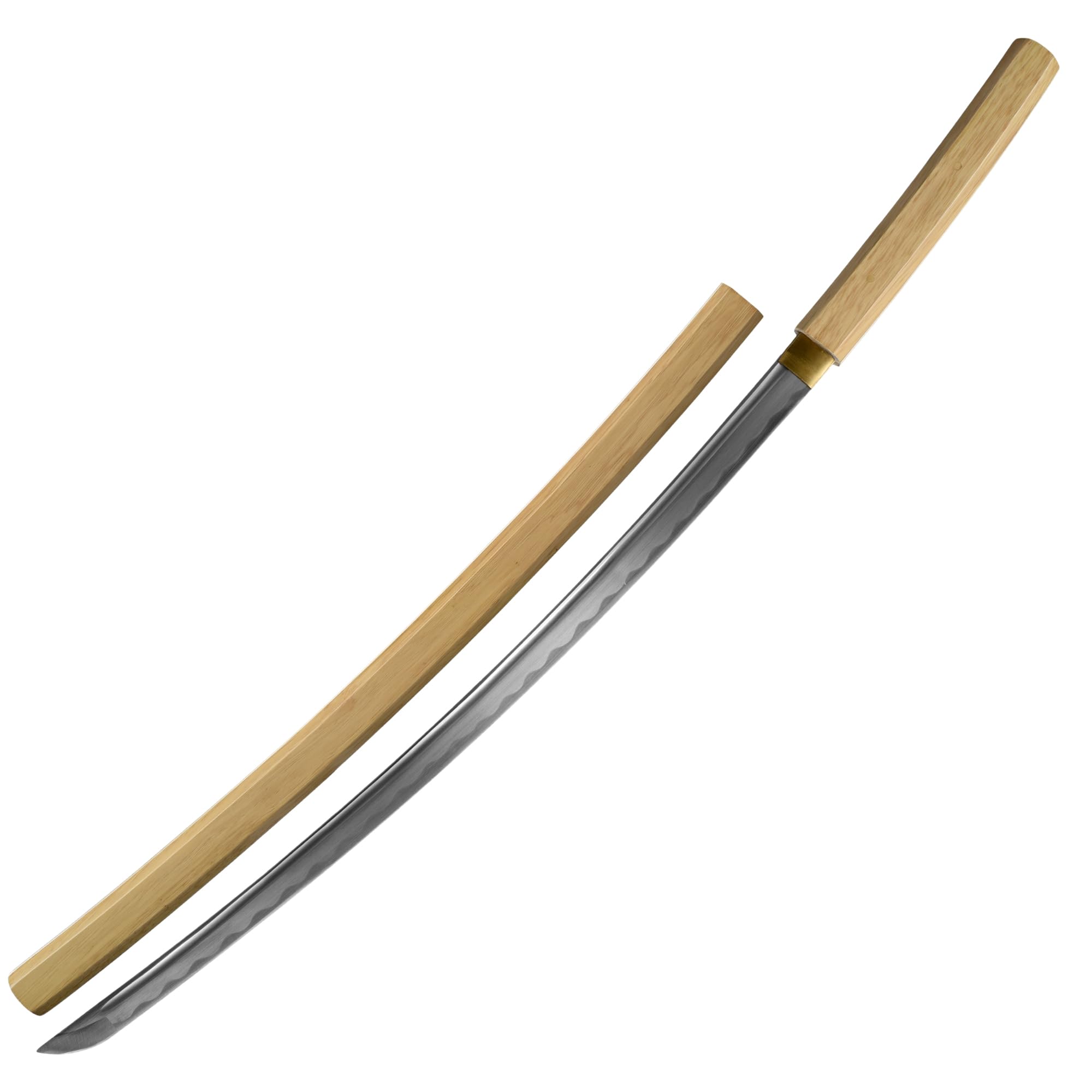 Armory Replicas™ - Hand-Forged Training Katanas Set - T10 Steel & 1045 Carbon Steel - Razor-Sharp Blades, Full Tang - Bamboo Pegs, Brass Habaki
