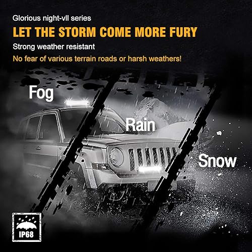 Miniatura 7 de SAMMAN Barra de luz LED de 10 pulgadas de 78 W con foco amarillo de inundación, haz combinado de luz de conducción todoterreno, barra de luz