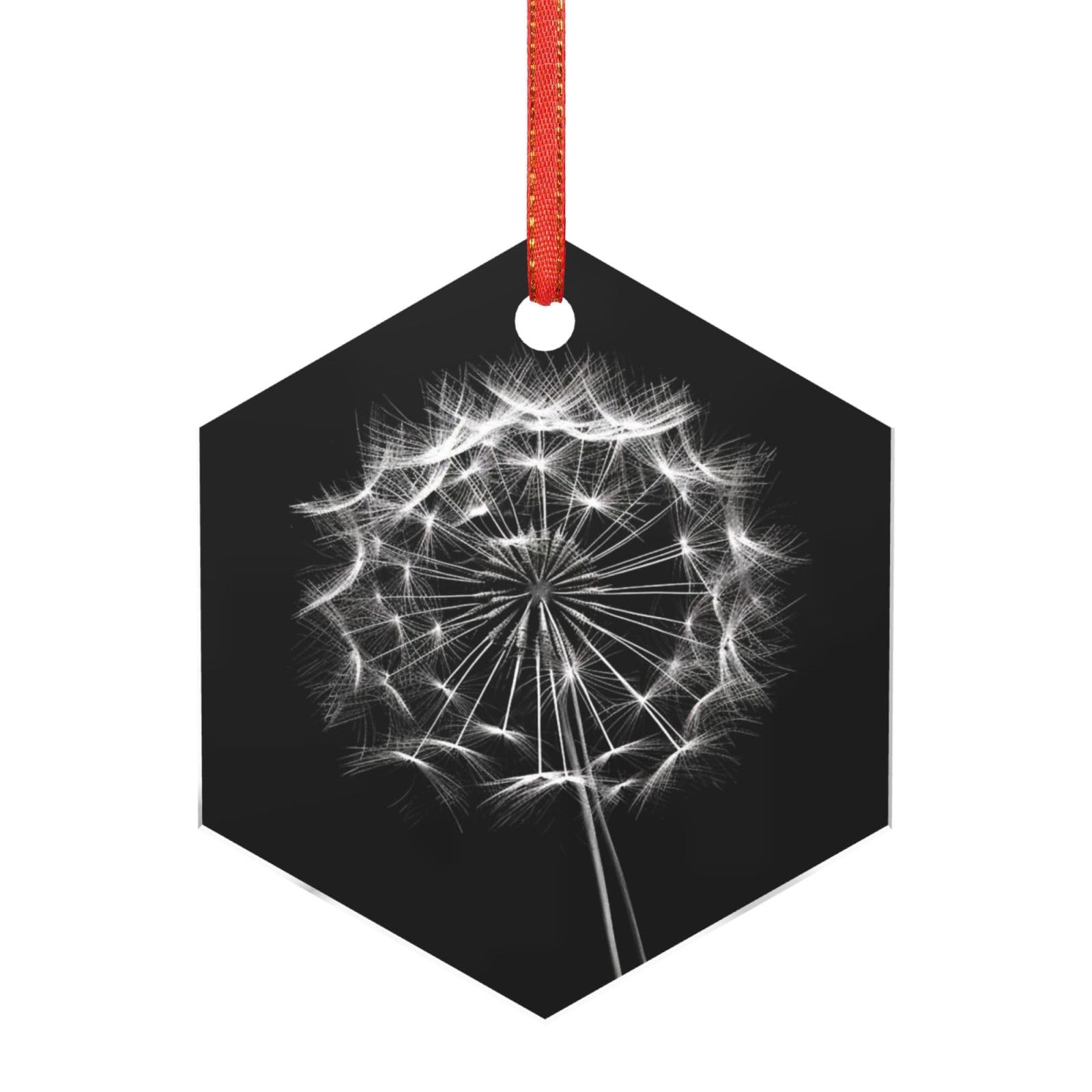 Acrylic Ornament Christmas Tree Decoration Clear Round Pendant with Red Ribbon Dandelion Christmas Ornaments Indoor Outdoor Hanging Acrylic Pendants for Xmas Party Decor