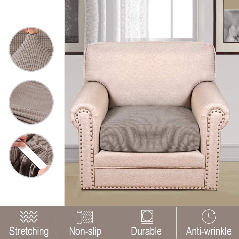 GAEA.TEX Couch Cushion Covers for Individual Cushion Couch Stretch Durable Washable Sofa Seat Cushion Slipcovers Protector for Living Room (3 Pieces, Taupe)