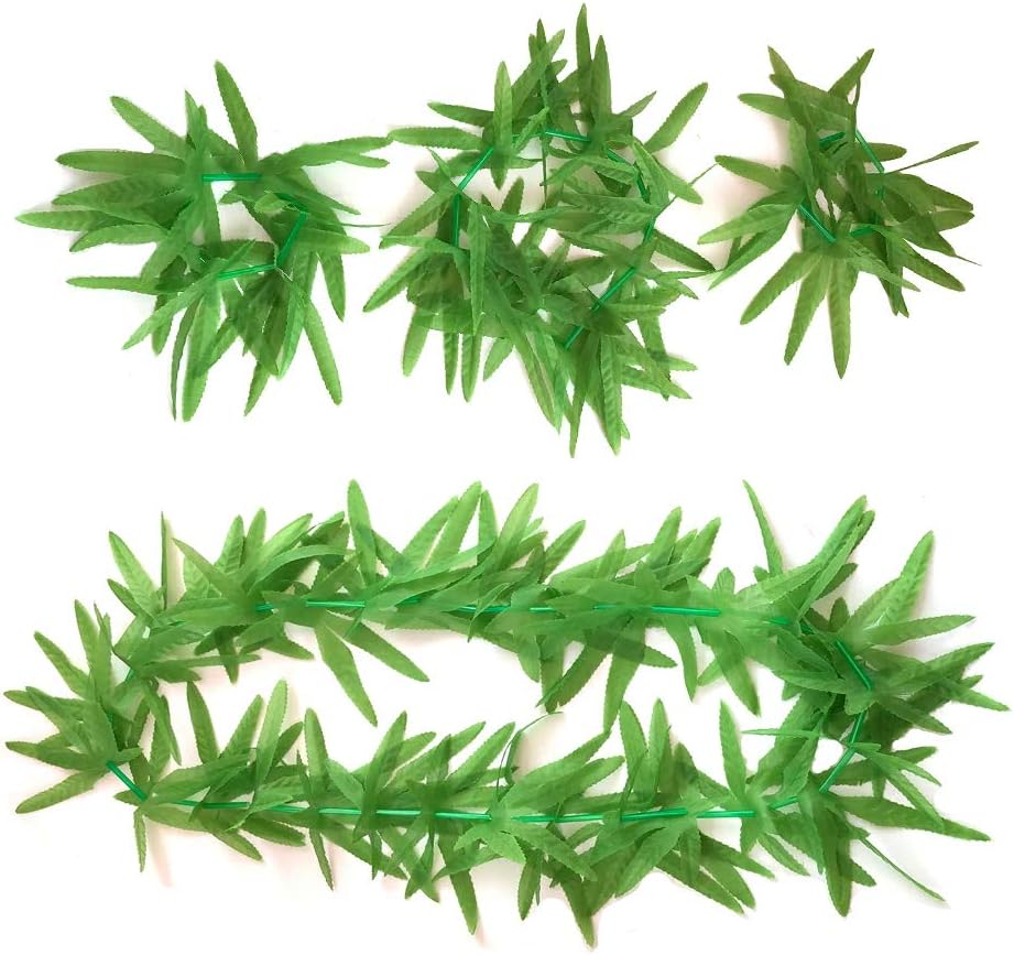 LITTLE FEATHER Green Artificial Fern Leaf Hawaiian Tropical Leis Headpiece Necklace Bracelet Set