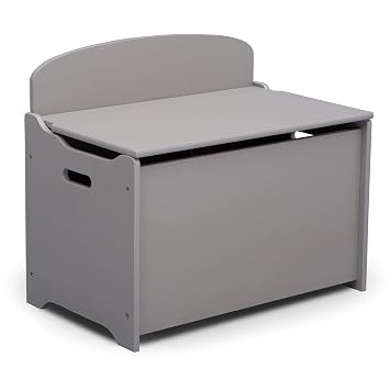 Delta Children MySize Deluxe Toy Box - Greenguard Gold Certified, Grey & Kids Toy Storage Organizer with 12 Plastic Bins - Greenguard Gold Certified, Grey/Blue