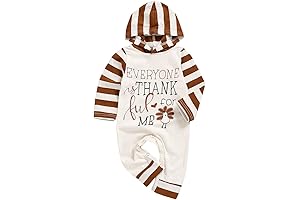 TUEMOS Thanksgiving Baby Boy Outfit Everyone Thankful for Me Romper Stripe Hoodie Jumpsuit