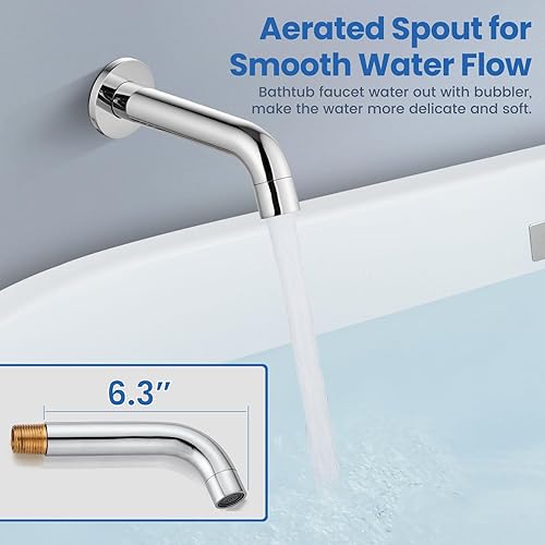 Miniatura 48 de Airuida Juego de sistema de ducha redondo con boquilla de bañera, montaje en pared, juego de grifo de ducha de lluvia de 3 funciones, 2 funciones