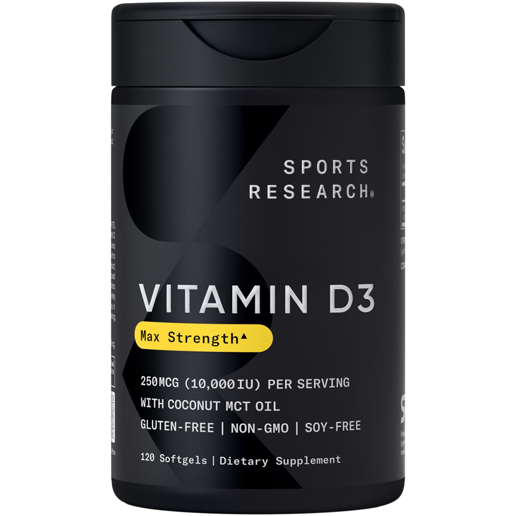 Sports Research 10,000 iu Vitamin D3 Supplement with Organic Coconut Oil - Vitamin D for Strong Bones & Immune Health - Supports Calcium Absorption - Non-GMO - 250mcg, 120 Mini Softgels for Adults