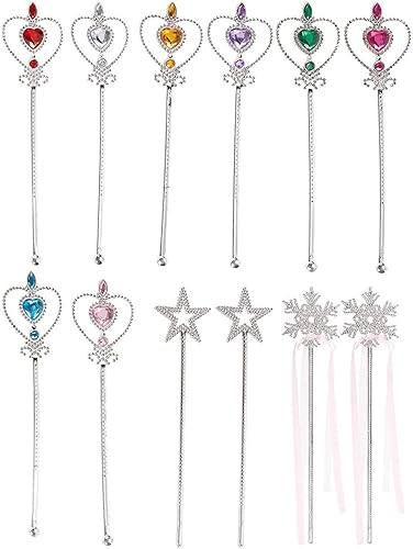 BLUE PANDA Paquete de 12 varitas de princesa de hadas para niñas, recuerdos de fiesta para niños, accesorios de vestir