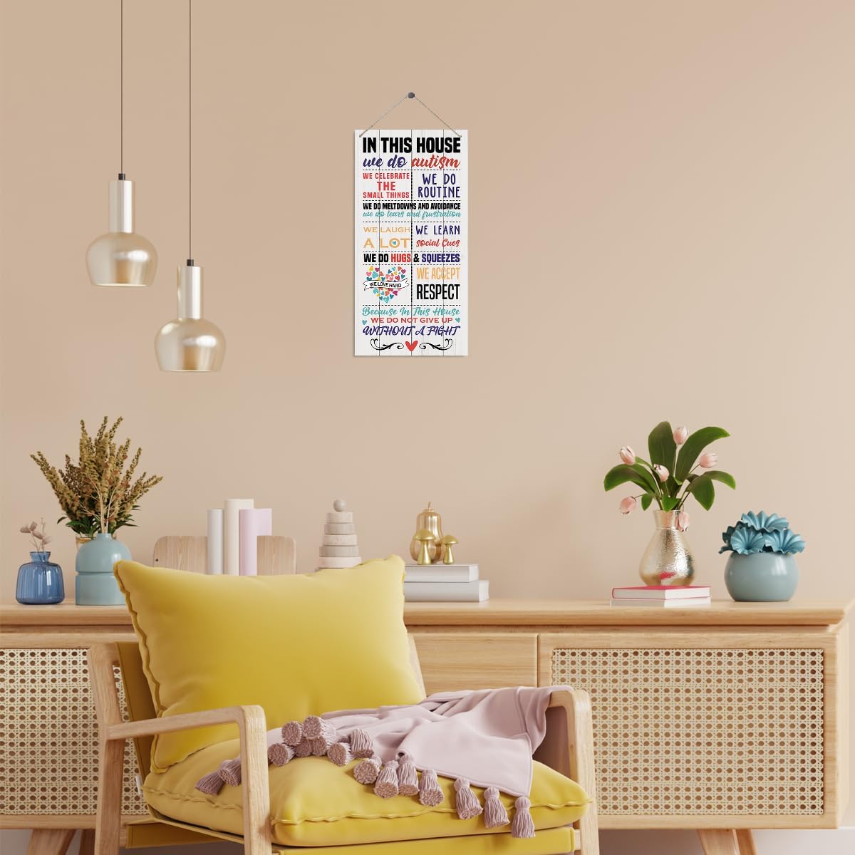 Autism Signs, Decorative Wood Hanging Wood Plaque, Rustic Door Hanger, Wall Decor Art, Autism Awareness Wood Sign, Autism Acceptance, Autism Family Home Decor, In This House We Do Autism - Image 6