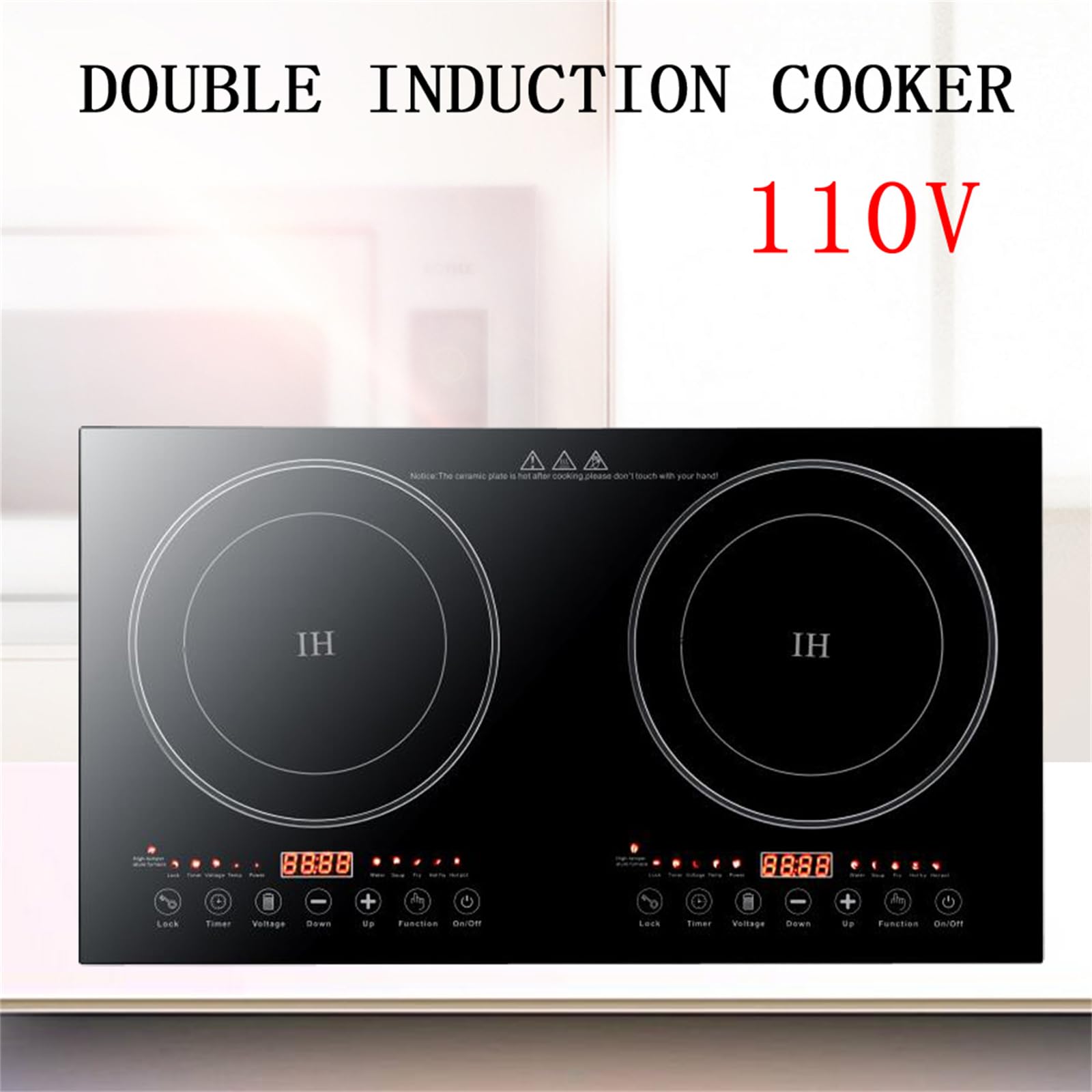 LIYUANJUN Portable Dual Induction Cooktop, 2400W 2 Cooker Burner Stove Hot Plate for 4.7-9.6Inch Iron Portable Induction Cooktop Pot LED Display Screen Touch Type