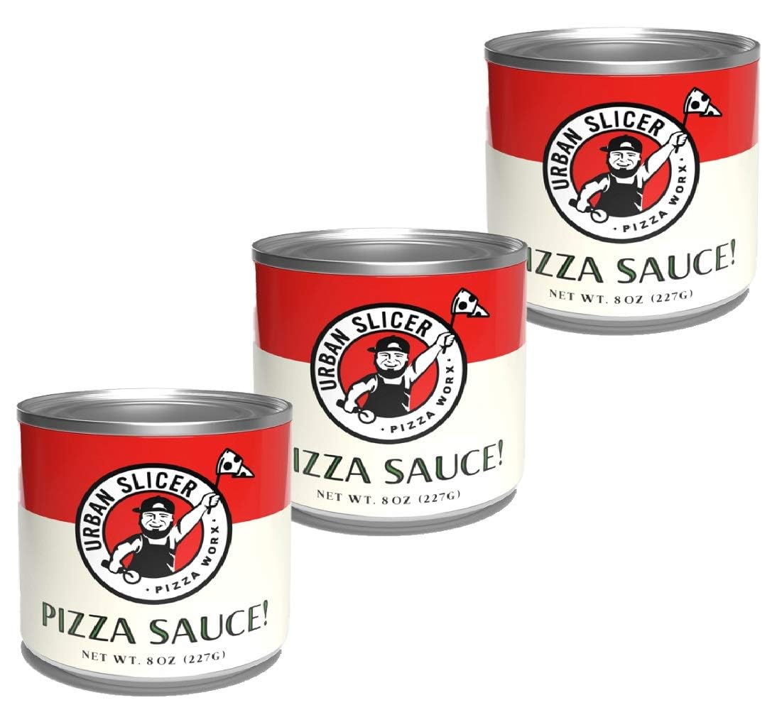 Urban Slicer Pizza Worx - Pizza Sauce! - Authentic, Rich Tomato Sauce - Gourmet, Ready-to-Use on Pizzas - 8 oz. Cans - 3 Pack