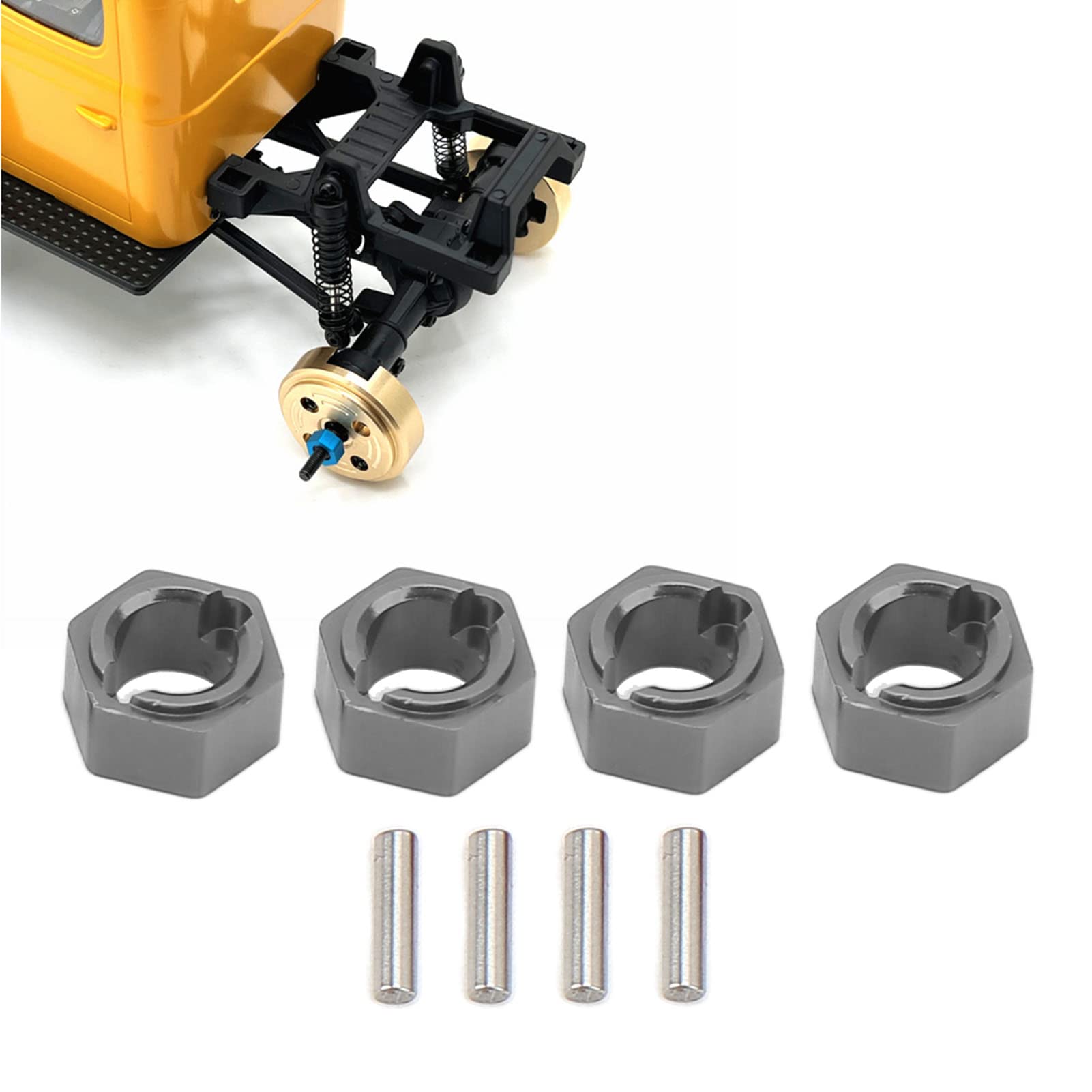 cardyven Hex Wheel Hubs, 7mm Professional Aluminum Alloy RC Wheel Hex Drive Adapter Flanged Lock Nuts Thick Drive Adapters for FMS FCX24 1/24 RC Car (Ti Color)