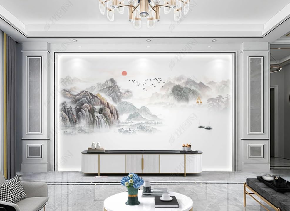 Papier Peint Intissé pour Sublimer un Mur Blanc avec un Paysage de Pierre Chinois