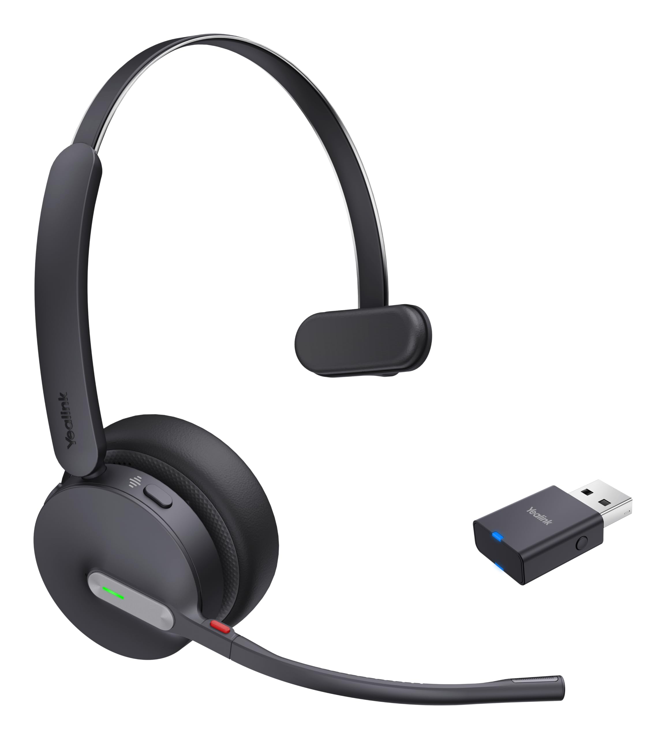 Yealink WH64 Hybrid Mono UC Headset inkl. Dongle - Hybrid-Technologie, Universelle Kompatibilität, EIN-Ohr-Design, Rauschunterdrückung, USB