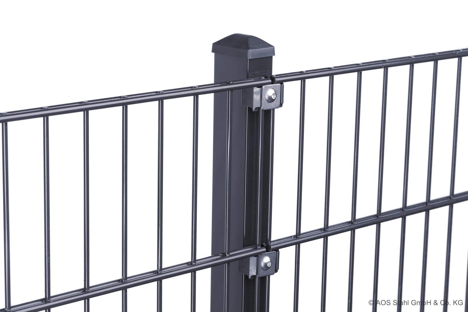 HORI Doppelstabmattenzaun Komplettset I je 200 cm Mattenzaun I 6/5/6 verschiedene Längen und Höhen – mit Klemmhalter Anthrazit,Grau RAL 7016 Höhe 103 cm - Länge 4 m