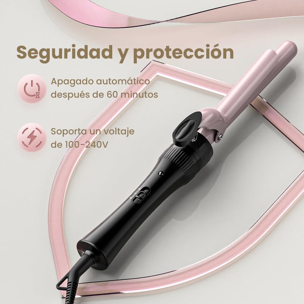 ELEHOT-Store Rizado Pelo con 5 Accesorios Intercambiables, Ondulador de pelo de 60s Calentamiento Express, Recubrimiento Cerámica-Turmalina, 2 Temperaturas Ajustables, Incluye Guantes Térmicos