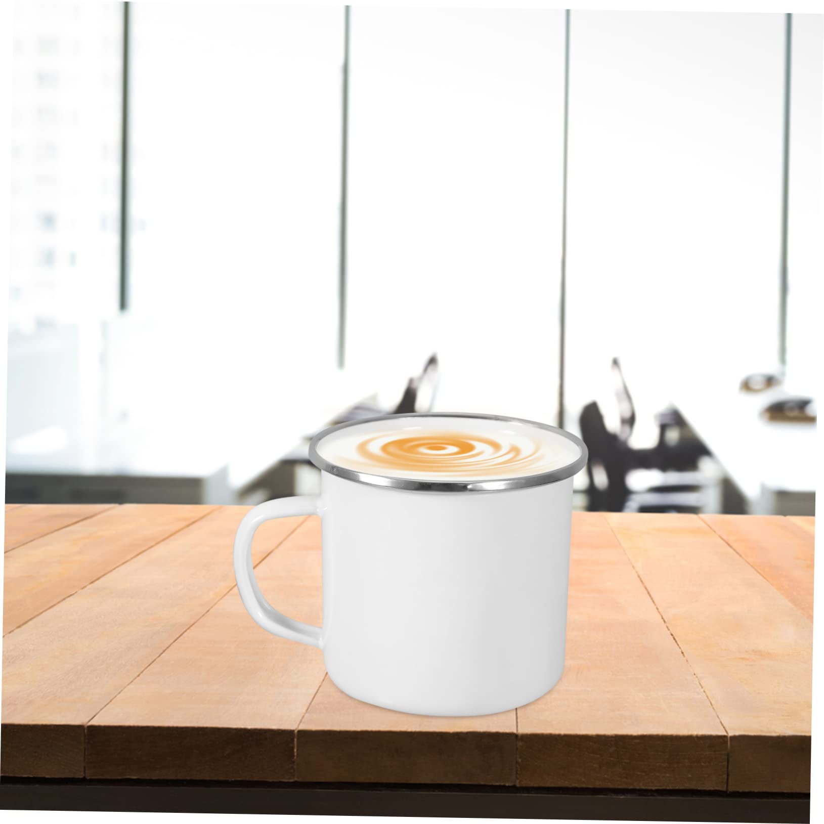 4 Stück-pack Große Weiße Emaille Kaffeebecher für Camping und Reise