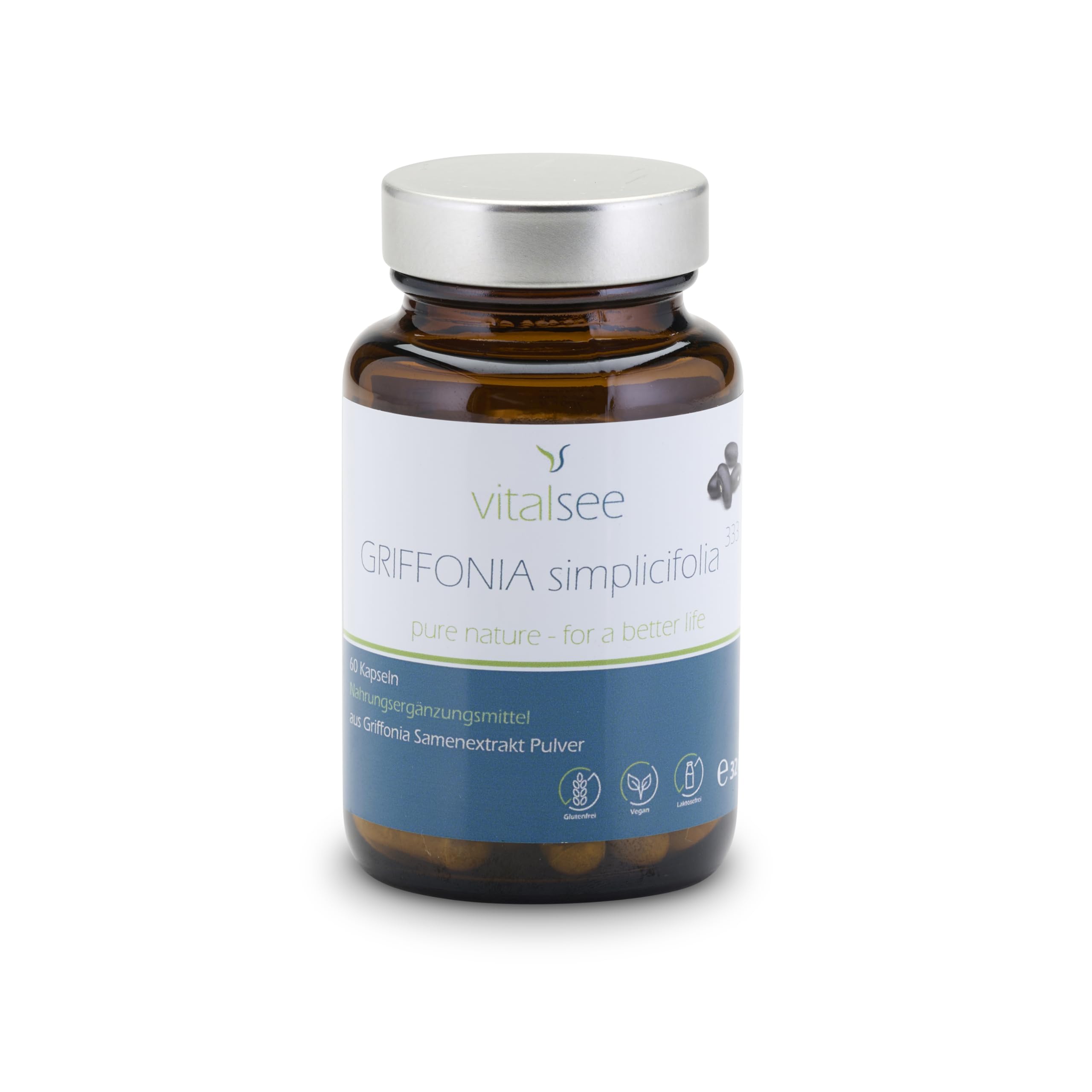 GRIFFONIA simplicifolia 333 Extrakt – 60 vegane Kapseln – Samenextrakt – glutenfrei, laktosefrei, ohne Zusätze – im Glas